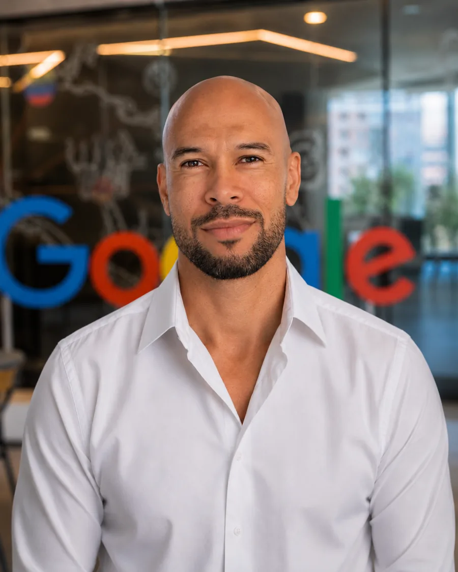 Christian Vergara frente a las oficinas de Google